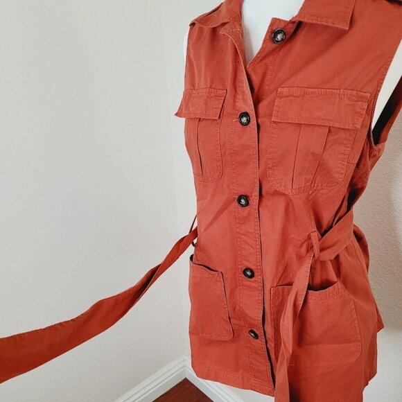Cato Burnt Orange Sleeveless Belted Cargo Utility Top Size Small - Picture 3 of 12